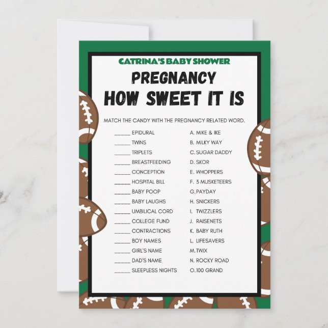 Invitation Football Baby shower Jeu, Soccer - Nom modifiable, (Devant)