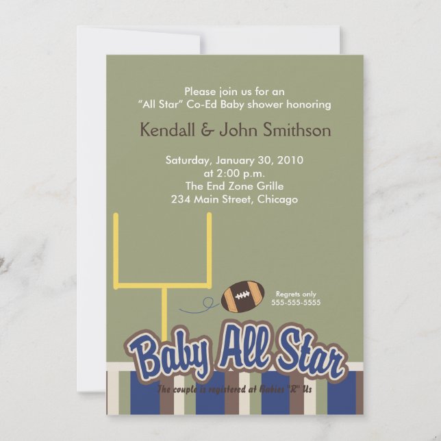 Invitation FOOTBALL Baby Toutes les étoiles Baby shower Invit (Devant)