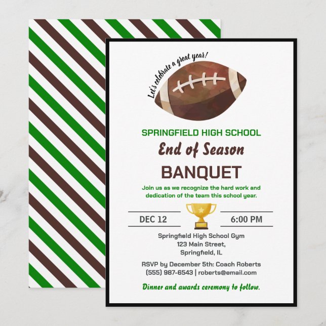 Invitation Football Banquet (Devant / Derrière)