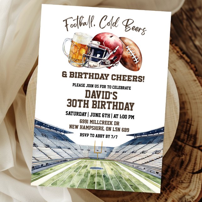 Invitation Football Beers Birthday Cheers (Créateur téléchargé)