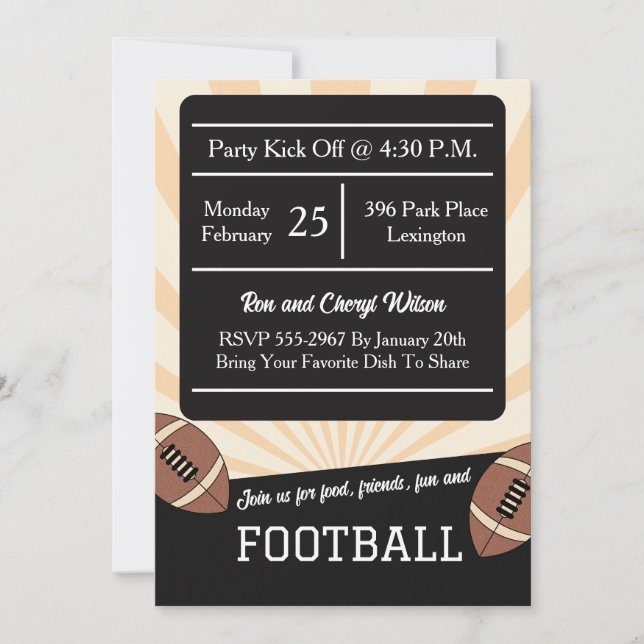 Invitation Football Big Game Friends Family Watch Party (Devant)