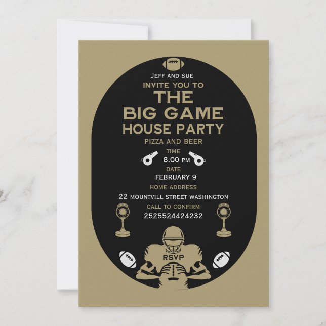 Invitation Football Big Game TV Watch Party (Devant)