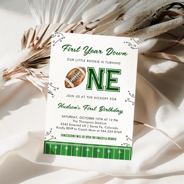 Invitation Football Birthday Party First Year Down (Créateur téléchargé)