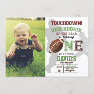 Invitation Football Boy Premier Anniversaire Photo Rookie Of 