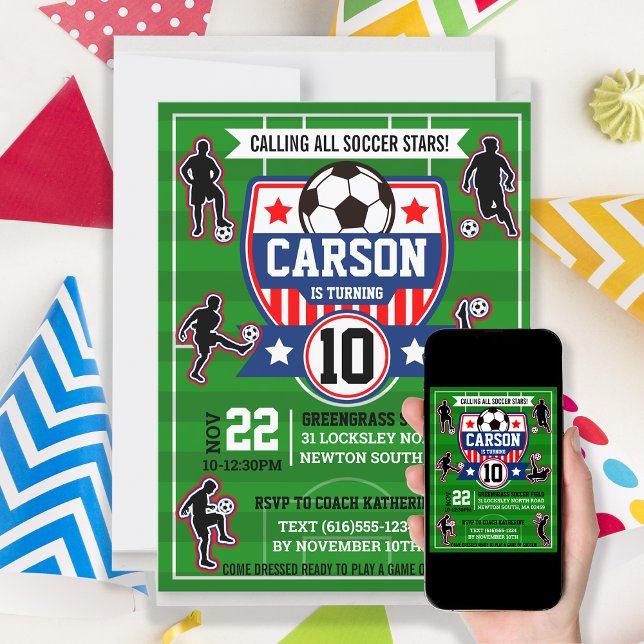 Invitation Football Boys Football Field Anniversaire (Créateur téléchargé)