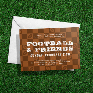 Invitation Football Checboard Big Game Watch Party