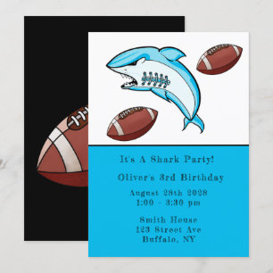 Invitation Football de requin Sport Boy Anniversaire Fête Inv