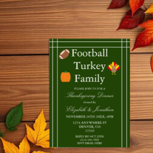 Invitation Football, Dinde, Action de grâce en famille