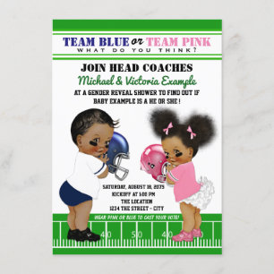 Invitation Football ethnique Baby shower de révélation de gen