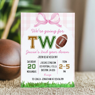 Invitation Football féminin 2e anniversaire Pink Bow