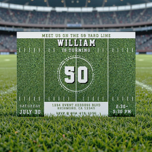 Invitation Football Field 50 Yard Line 50th Birthday Party