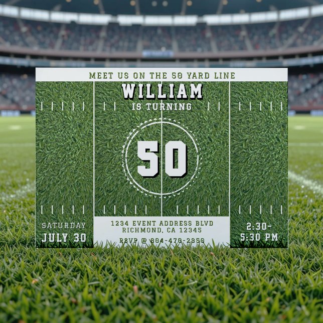 Invitation Football Field 50 Yard Line 50th Birthday Party (Football Field 50 Yard Line 50th Birthday Party Invitation
)
