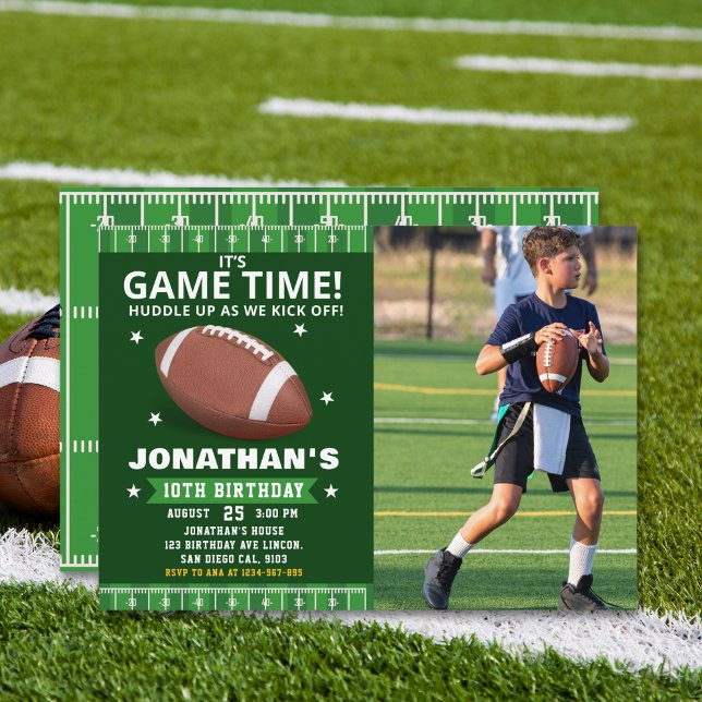 Invitation  Football Field Birthday boy with Photo (Créateur téléchargé)