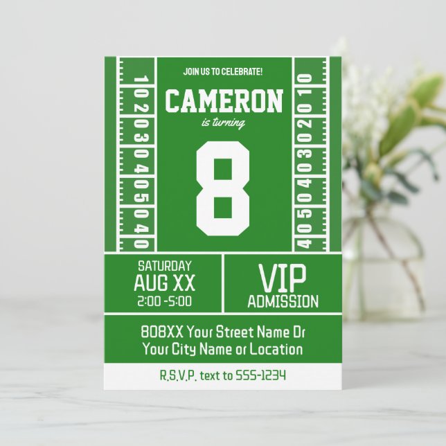 Invitation Football Field Jersey Numéro Anniversaire (Debout devant)