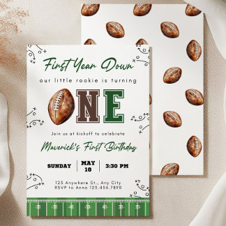 Invitation Football First Birthday Invite, First Year Down In