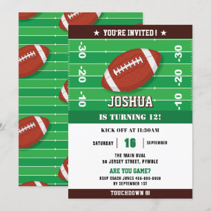 Invitation Football Green Black fête d'anniversaire