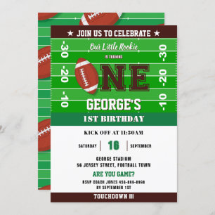 Invitation Football Green Black One 1er anniversaire