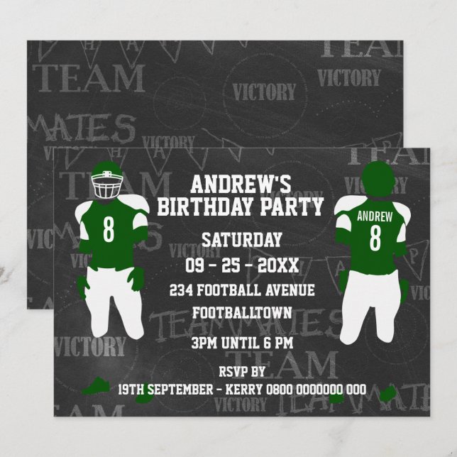 Invitation Football Grid Fer fête d'anniversaire (Devant / Derrière)