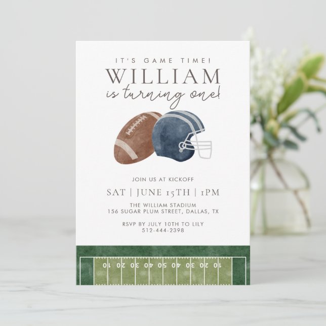 Invitation Football Helmet Birthday Game Day (Debout devant)
