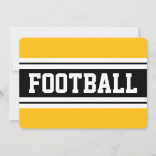 Invitation FOOTBALL Jaune Orange Noir Blanc Rayures de course