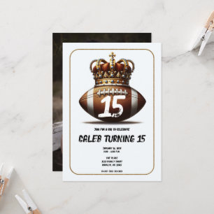 Invitation Football King Gold Couronne photo fête d'anniversa