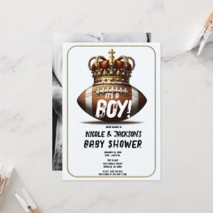 Invitation Football King Gold Crown Baby shower photo