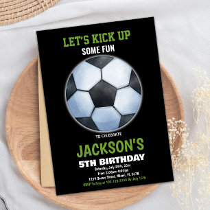 Invitation Football noir vert soccer Soccer Soccer Anniversai