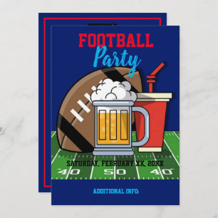 Invitation Football Party Blue