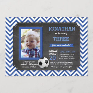 Invitation Football Party Foot ball Footy Birthday Photo Invi