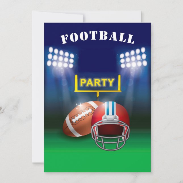 Invitation Football Party Gridiron droits et terrain (Devant)