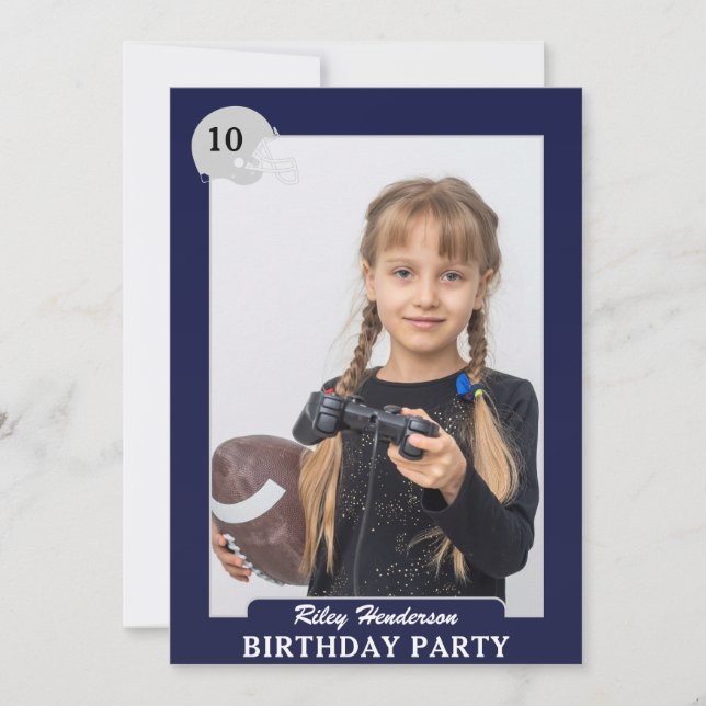 Invitation Football Photo Trading Card Anniversaire Invitatio (Devant)
