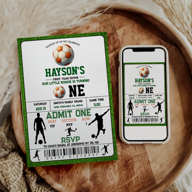 Invitation Football première année bas 1er anniversaire fête (Créateur téléchargé)