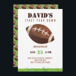 Invitation Football première année bas 1er anniversaire garço<br><div class="desc">Football First Year Down 1st Birthday Boy Invitation Customisez cette invitation avec le texte en utilisant le bouton Modifier pour personnaliser vos invitations.</div>