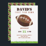 Invitation Football première année bas 1er anniversaire garço<br><div class="desc">Football First Year Down 1st Birthday Boy Invitation Customisez cette invitation avec le texte en utilisant le bouton Modifier pour personnaliser vos invitations.</div>