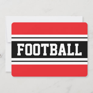 Invitation FOOTBALL Rouge vif rayures noires et blanches de c