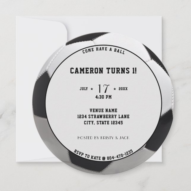 Invitation Football Soccer Sport 1er Anniversaire (Devant)