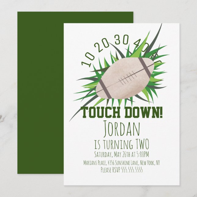Invitation Football Sport TouchDown Queue de Rencontre sur l' (Devant / Derrière)