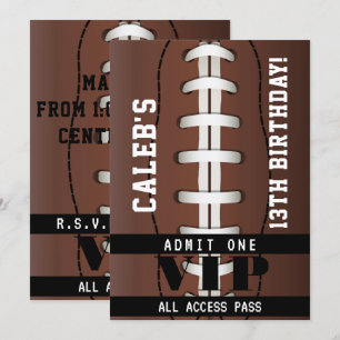 Invitation Football Sports Anniversaire Party VIP Pass Billet
