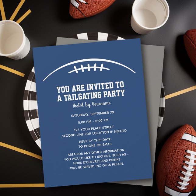 Invitation Football Tailgating Party - argent bleu (Tailgating Party Invitation)
