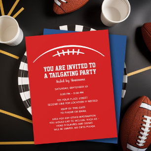 Invitation Football Tailgating Party - bleu rouge