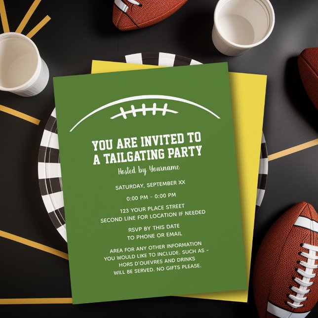 Invitation Football Tailging Party - vert jaune (Tailgating Party Invitation)