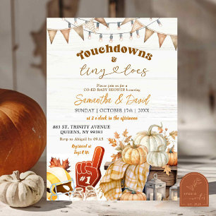 Invitation Football Touchdown et Minuscule Toes Co-Ed Baby sh