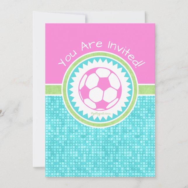 Invitation Football Tri-Pastel Couleur Avec Tuile Aqua (Devant)