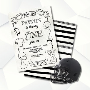 Invitation Football Whimsical 1ère Main dessinée Anniversaire