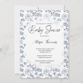 Invitation for baby shower Toile Desing-Customizab