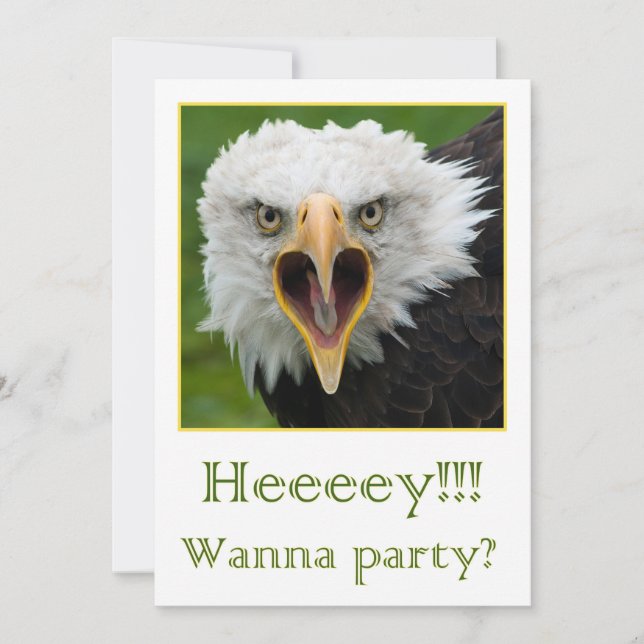 Invitation for party shouting bird of prey (Devant)