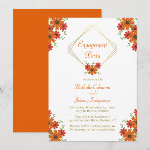 Invitation Foral Engagement Party Orange Fall Country Automne