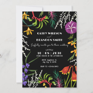 Invitation Forceau noir tropical mariage naturel