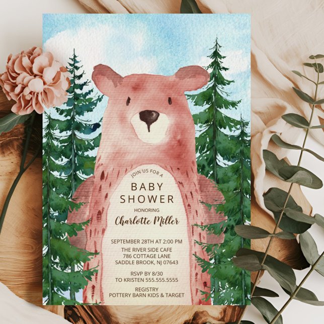 Invitation Forest Adventure Bear Boys Baby shower (Créateur téléchargé)