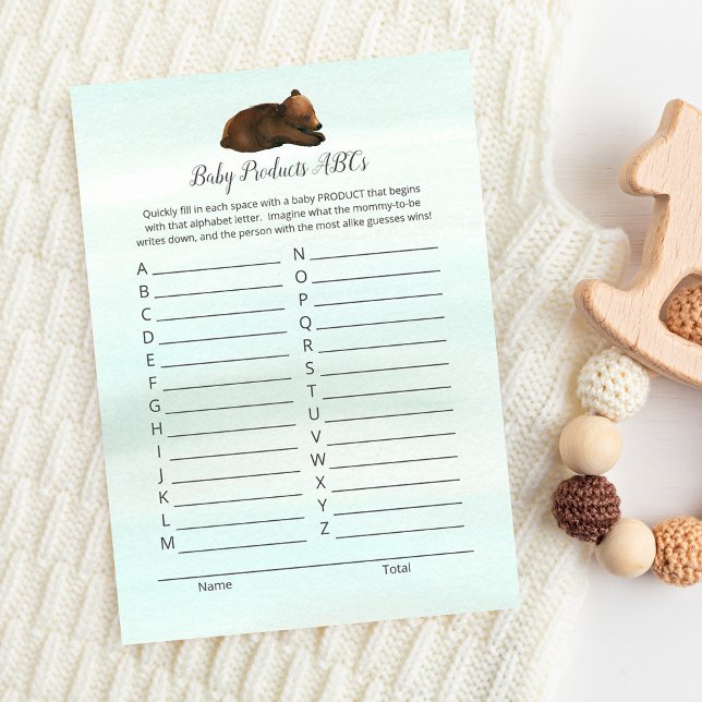 Invitation Forest Adventure Bears Baby Products ABC Game Card (Créateur téléchargé)